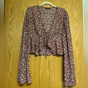 Floral Tie Front Top